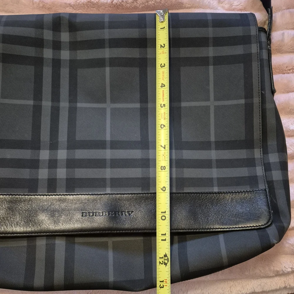 Authentic Burberry Smoked Check Messenger Bag - Charcoal/Black